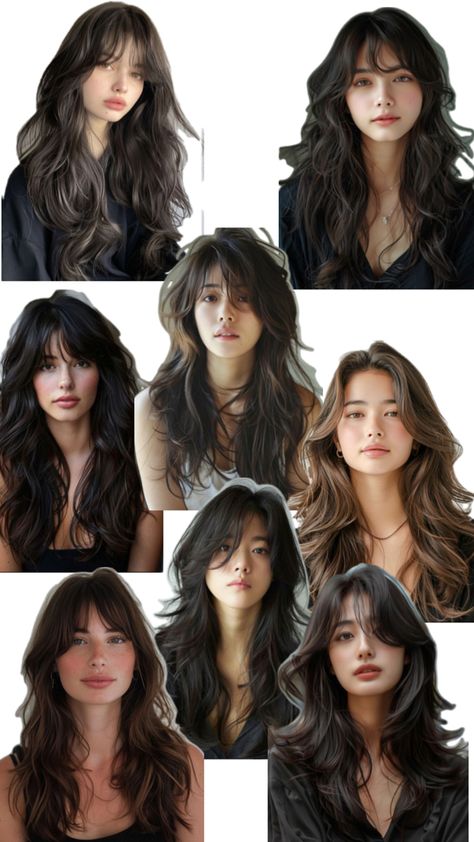 Long Fox Haircut, Wolfcut Bangs Long, Wolfcut From Behind, Wolfcut On Long Hair, Long Haired Wolf Cut, Wolf Cut Long Hair And Curtain Bangs, Wolf Long Haircut, Wolfcut For Straight Hair, Curled Wolf Cut