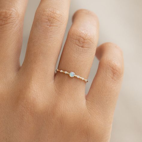 Opal and Diamond Ring - Jules Emerald Minimalist Ring, Wedding Ring Opal, Opal Engagement Rings, Opal And Diamond Ring, Opal Ring Gold, Engagement Rings Opal, Big Rings, Detailed Ring, Gem Ring