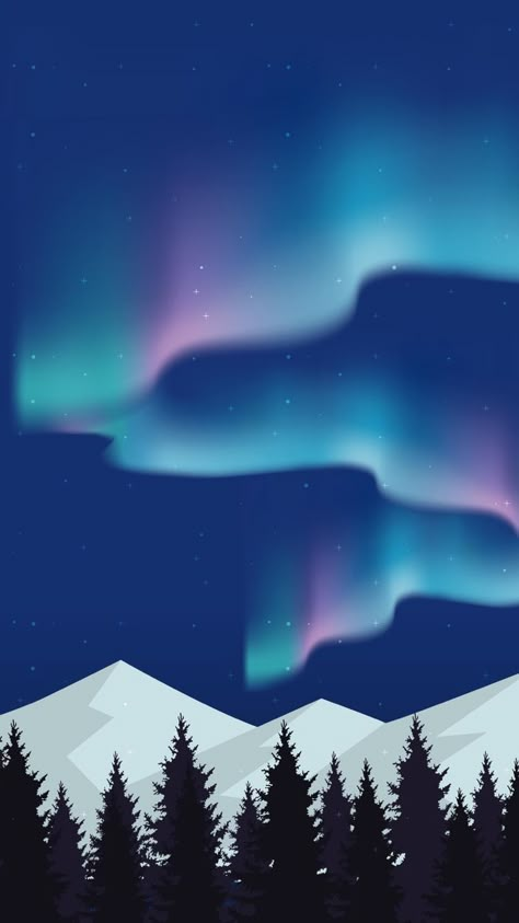 Northen Lights Drawing, Northern Lights Silhouette, Northen Light Drawing, Northern Lights Drawing Easy, Abstract Northern Lights, Northern Light Illustration, Northern Lights Painting Ideas, Northen Light Painting, Aurora Drawing Northern Lights