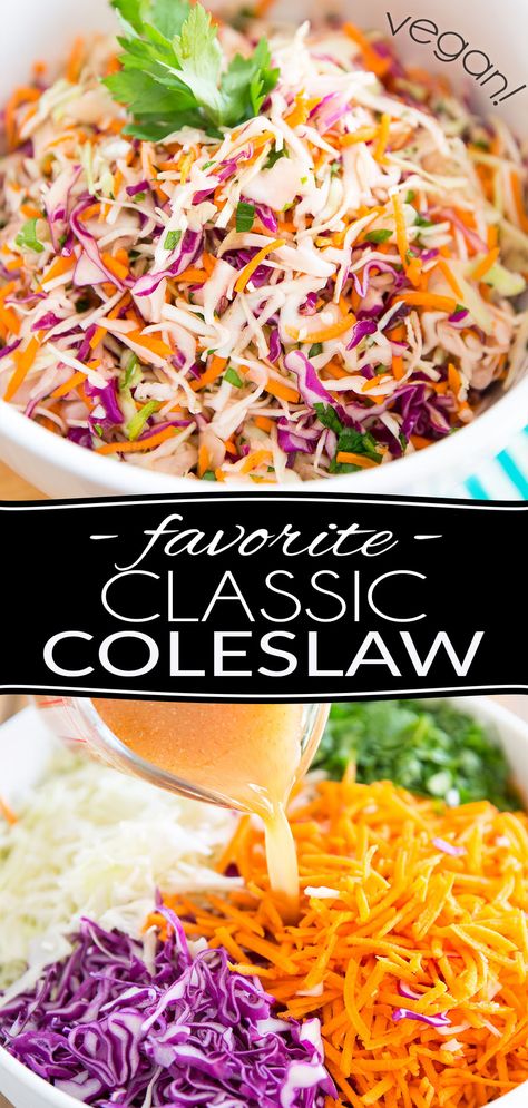 Making your own Classic Coleslaw at home is so easy! This one tastes just like the stuff you buy at the store but is so much better for your health! Amish Dinner Recipes, Classic Coleslaw Recipe, Classic Coleslaw, Healthy Coleslaw, Inflammatory Diet Recipes, Cabbage Salad Recipes, Processor Recipes, Exercise Home, Inflammation Recipes