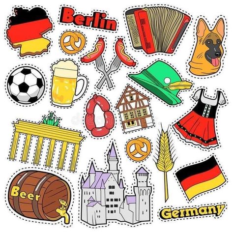 Beer Doodle, Lap Book, Vector Doodle, Germany Flag, Scrapbook Videos, German Flag, Comic Style, Sticker Patches, Travel Scrapbook