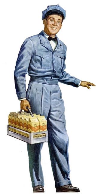 Milk Delivery, Milk Man, Old Ads, Norman Rockwell, Vintage Pinup, Vintage Ephemera, The Good Old Days, Retro Art, Orange Juice