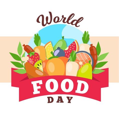 World food day event concept | Free Vector #Freepik #freevector #food #design #world #celebration Duck Ideas, Fruit World, World Food Day, Event Concept, Food Day, School Frame, World Health Day, About World, World Food