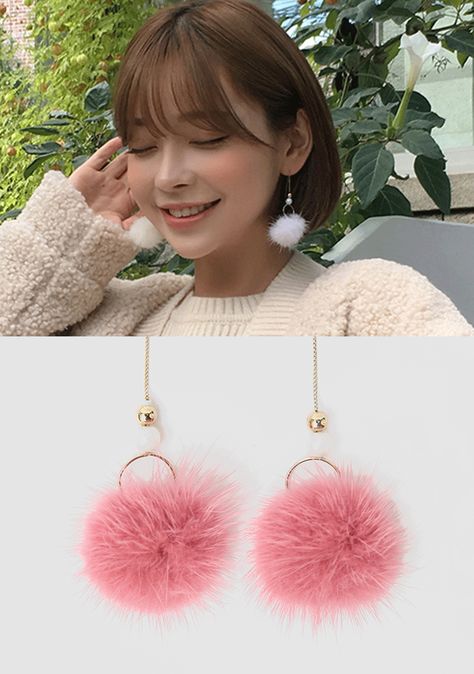 Pom Earrings, Pom Pom Earrings, Wanna Kiss, Korean Earrings, Winter Love, Korean Fashion Trends, Lalisa Manoban, Ear Jewelry, Kiss Me