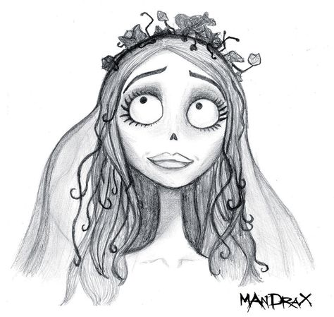 Tim Burton's Corpse Bride Tim Burton Sketches, Tim Burton Drawings, Tim Burton Art Style, Kon Bleach, Biro Art, Emily Corpse Bride, Tim Burton Characters, Traditional Drawing, Tim Burton Style