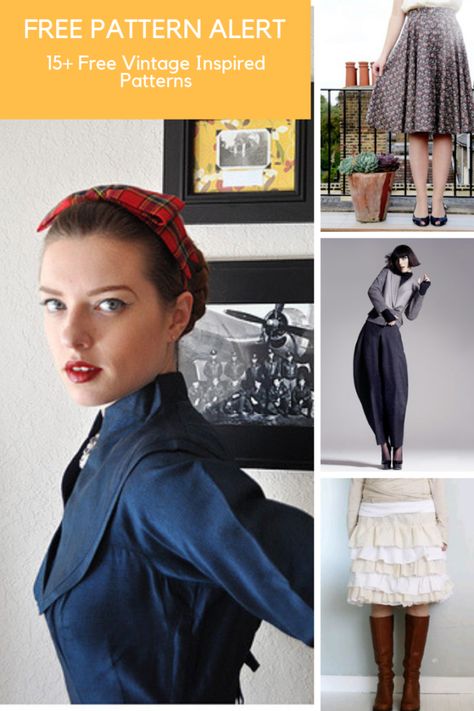 15+ Vintage-Inspired Sewing Patterns You Can Download for Free Vintage Pdf Sewing Patterns, Vintage Inspired Sewing Patterns, Fun Sewing Patterns Free, Vintage Skirt Pattern Free, Free Vintage Dress Patterns, Free Vintage Sewing Patterns For Women, Winter Sewing Patterns Women, Trendy Sewing Patterns Free, Free Sewing Patterns For Women Printable