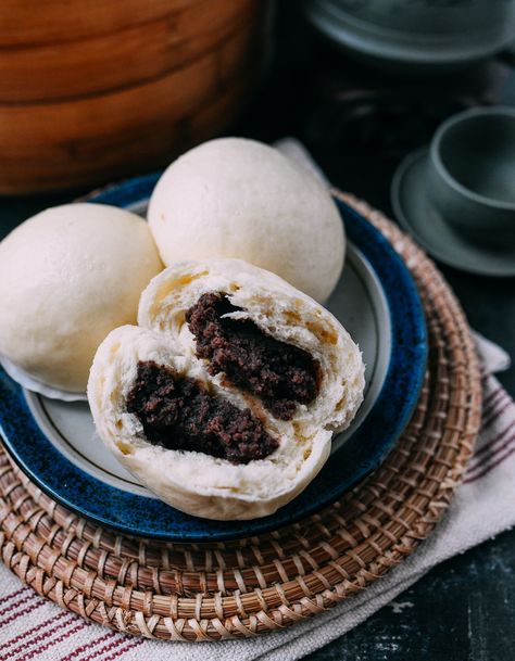 Chinese Steamed Red Bean Buns | The Woks of Life Dessert Buns, Steamed Pork Buns, Steamed Pork, Sweet Red Bean Paste, Wok Of Life, Woks Of Life, The Woks Of Life, Sweet Red Bean, Paste Recipe