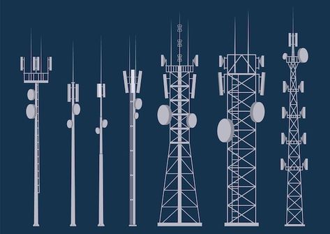 Transmission cellular tower. mobile and ... | Premium Vector #Freepik #vector #telecom-tower #cell-tower #telecommunication-tower #mobile-tower Cell Tower Drawing, Telecommunications Design, Mobile Tower, Communication Tower, Transmission Tower, Cell Tower, Boys Sticker, Radio Communication, Landscape Photography Tips