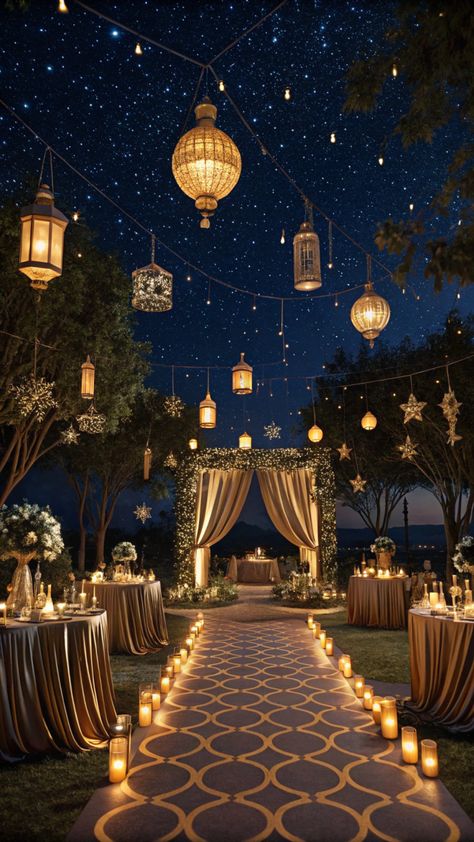 Wedding inspiration for your dream day highlights various themes and ideas to consider. A celestial wedding theme can add a unique touch, incorporating starry elements and soft colors.Exploring different styles through a wedding shop can provide valuable insights into decor and planning options. Gathering ideas from various sources is essential for effective wedding planning, helping to create a cohesive vision for the big day.This collection of inspiration can guide the decision-making process and ensure a memorable celebration.Save this pin for inspiration on planning your dream wedding. Aladdin Theme Wedding, Nighttime Wedding Reception, Sun Themed Wedding, Sun And Moon Wedding Theme, Celestial Centerpieces, Night Time Wedding Ceremony, Wedding Guest Theme, Wedding Ideas Night, Enchantment Wedding