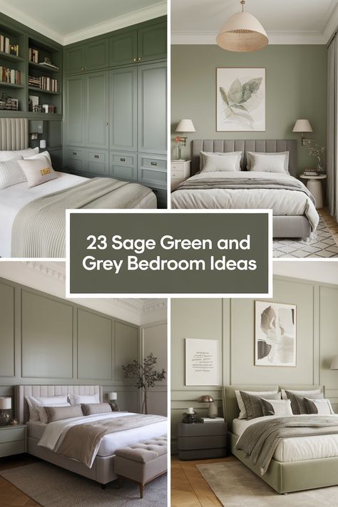 Achieve the ultimate serene and sophisticated bedroom aesthetic with sage green and grey. Discover 23 dreamy ideas that blend these colors for a calming and stylish haven. Explore different decor styles, from minimalist to boho, and find the perfect inspiration for your own space. Calming Green Bedroom Colors, Grey Bed With Green Walls, Grey Headboard Green Walls, Grey Sage Green Bedroom, Grey Sage Bedroom, Clary Sage Bedroom, Pale Green Bedroom Ideas, Gray And Sage Bedroom, Green Grey Bedroom Ideas