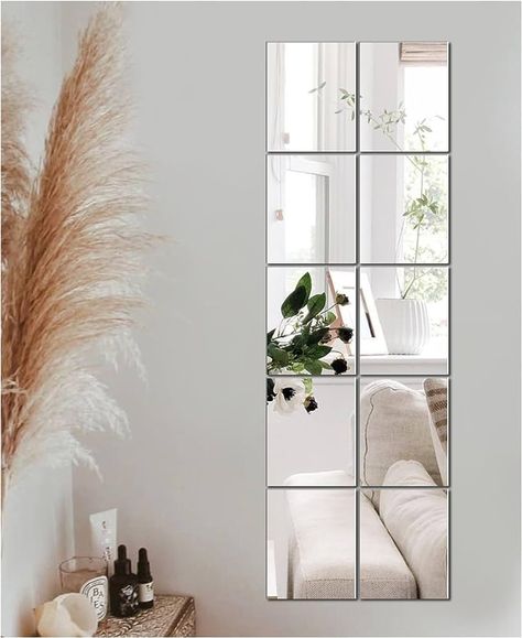 JMITHA Self Adhesive Mirror 15x23cm HD Glass Mirror Tiles Wall Mirror Full Length Mirrors Shower Mirror Stick on Wall Mirrors for Living Room Home Decor : Amazon.co.uk: Home & Kitchen Spiegel Diy, Glass Mirror Tiles, Shower Mirror, Sofa Wall, Mirror Wall Living Room, Mirror House, Full Length Mirror Wall, Mirror Wall Stickers, Mirror Tiles