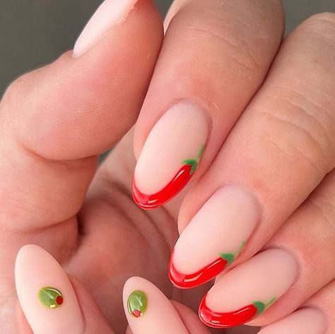 HEATHER ERRINGTON on Instagram: "Chilli tips with a side of 3D olives  🌶️🫒🌶️🫒🌶️🫒🌶️🫒🌶️🫒🌶️🫒🌶️🫒🌶️  Hand painted always 🦋" Chilli Pepper Nails, Chilli Nails, Chili Nails, Food Nail Art, Olive Nails, Food Nails, Palm Springs Wedding, Gel Nail Designs, July 31