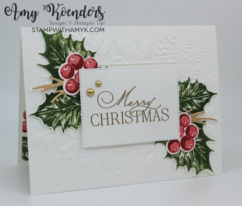 Brightest Glow Stampin Up Cards, Stampin Up Brightest Glow, Holly Christmas Cards, Leaves Of Holly, Merriest Moments, Holly Images, Christmas Leaves, 2022 Christmas, Stampin Up Christmas Cards