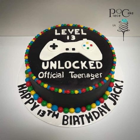 Level 13 Unlocked Birthday Cake, Video Game Birthday Cake Ideas, Game On Birthday Cake, Nintendo Cakes For Boys, Gamer Birthday Cake Ideas, Birthday Cake 13 Boy, Level Up Birthday Party Cake, Level 13 Unlocked Cake, Gamer Cakes For Boys