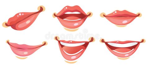 Happy Lips Drawing, Happy Mouth Drawing, Happy Smile Drawing, Anime Gesture, Drawing Mouths, Mouth Shapes, Lips Cartoon, Faces Cartoon, Smile Woman