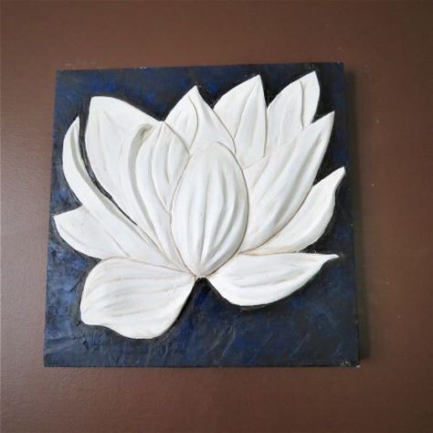 Art On Wooden Board, Lotus Flower Wall Art, Relief Painting, Relief Sculpture, Plaster Art, Bas Relief, Tea Garden, Ceramic Teapots, Modern Sculpture