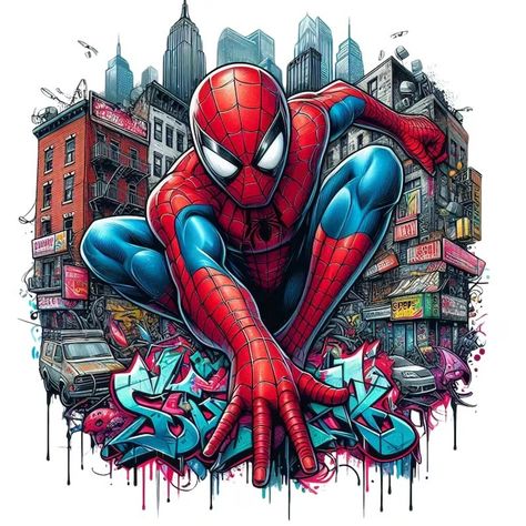 Spider-Man Spiderman Png, Image Spiderman, Marvel Cartoons, Tshirt Printing Design, Urban Graffiti, Graffiti Designs, Watercolor Design, Urban Art, Decorative Pillow Covers