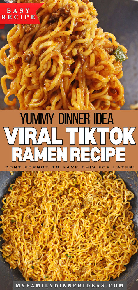 Tiktok Ramen recipe Trending Ramen Recipe, Top Ramen Chow Mein, Ramen Meals Dinners, Easy Dinner With Ramen Noodles, Ramen With Sausage And Egg, Homemade Ramen Noodles Recipes, Ramen On The Blackstone, Ramen Noodle Dinner Ideas, Instant Chicken Ramen Hacks