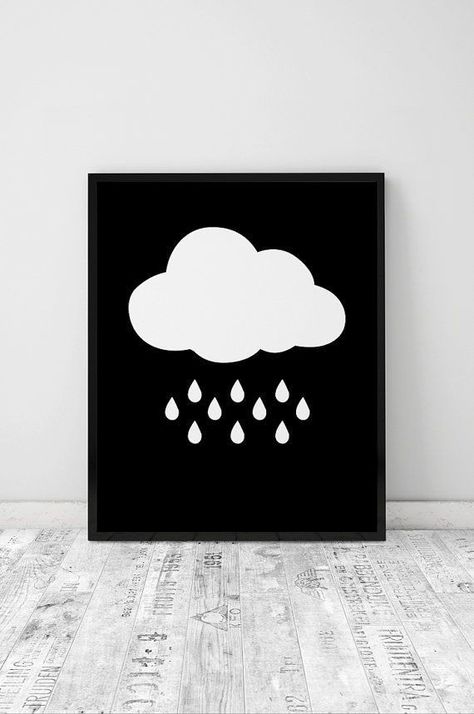 Cloud Rain, Painting Ideas For Beginners, Rain Art, Small Canvas Paintings, Hippie Painting, Nursery Wall Art Printable, Simple Canvas Paintings, White Nursery, Cute Canvas Paintings