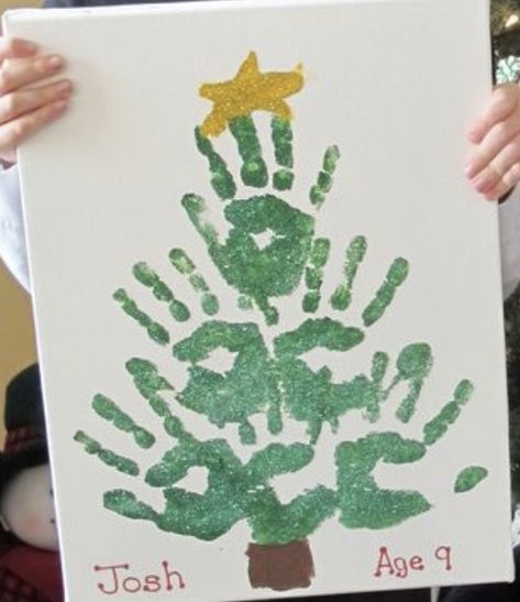 Handprint Christmas Crafts, Handprint Christmas Tree, Christmas Handprint Crafts, Handprint Christmas, Christmas Crafts For Toddlers, Preschool Christmas Crafts, Christmas Kindergarten, Christmas Tree Painting, Handprint Crafts