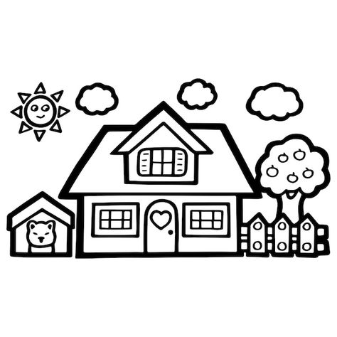 Single cute house coloring page for kids | Premium Vector #Freepik #vector #house #house-illustration #neighborhood #house-line Dream House Drawing, House Drawing For Kids, House Coloring Pages, Boy Coloring, House Colouring Pages, Disney Princess Images, Happy House, Easy Coloring Pages, Cartoon Coloring Pages