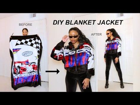 Gold Mines, Diy Blanket, Cold Shoulder Crop Top, Fabric Curtains, Blanket Jacket, Diy Jacket, Cozy Jacket, Split Legs, Thrift Flip