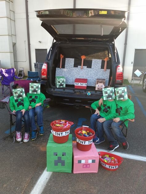 Minecraft trunk or treat Trunk Or Treat Minecraft Ideas, Trunk Or Treat Video Game Theme, Minecraft Trunk Or Treat Ideas, Roblox Trunk Or Treat Ideas, Zelda Trunk Or Treat, Minecraft Trunk Or Treat Ideas For Cars, Trunk Or Treat Minecraft, Minecraft Trunk Or Treat, Trunk Or Treat Truck