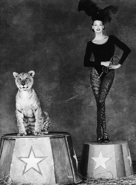 Gorgeous Linda Evangelista Circus Lion, Diy Outfits, Lion Tamer, Stephanie Seymour, Circus Performers, Night Circus, Noah S Ark, Pantomime, Annie Leibovitz