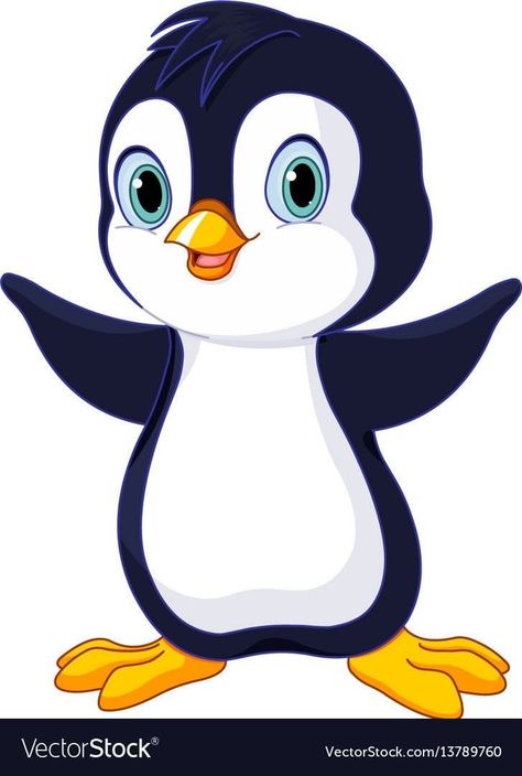 Penguin Vector, Penguin Cartoon, Baby Animal Drawings, Baby Penguins, Cute Cartoon Animals, Cute Penguins, Art Drawings For Kids, Cartoon Images