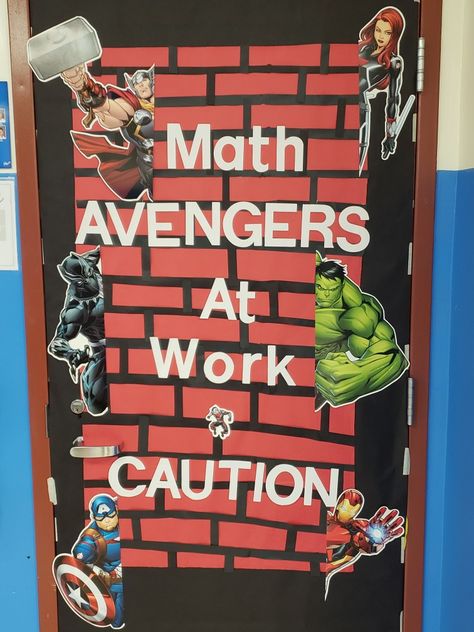 Marvel Theme Classroom, Avengers Classroom Theme, Marvel Classroom Theme, Marvel Classroom, Superhero Classroom Decorations, Superhero Classroom Theme, Math Classroom Decorations, Avengers Theme, Superhero Classroom