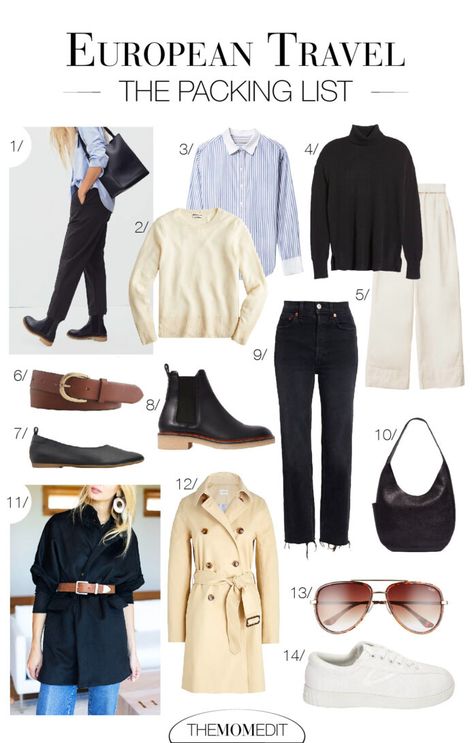 Chic & Easy Travel: Outfit Packing List For Your Next European Vacation - The Mom Edit European Vacation Outfits Fall, European Mom Style, European Travel Clothes, Business Trip Packing List Woman, Mom Travel Outfit, Easy Travel Outfits, Casual European Style, Paris Travel Outfits, European Vacation Outfits