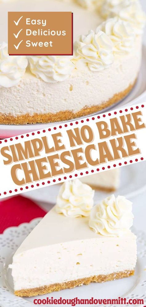 This simple no bake cheesecake is the perfect dessert to bring to your first summer cookout! The golden graham cracker crust and a cream cheese filling is so sweet and tangy in you taste it in every bite. It's a must-try dessert! Simple No Bake Cheesecake, No Cook Cheesecake, Graham Cracker Crust Pie Recipes, Cream Cheese Desserts Easy, Graham Cracker Crust Cheesecake, Graham Cracker Dessert, Cracker Dessert, Cheese Cake Filling, Graham Cracker Recipes