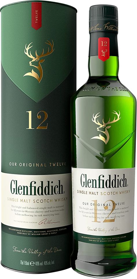 The best-selling single malt Scotch whisky in the world
Sweet, fruity taste with notes of pear, butterscotch, cream and oak
Smooth, mellow finish
Matured in fine Oloroso sherry and bourbon casks for 12 years
The original Glenfiddich in the range – perfect for whisky beginners
A perfect gift for a Father or Grandfather Glenfiddich Whisky, Malt Liquor, Pub Interior, Whisky Bottle, Alcohol Bottles, My Other Half, Scotch Whiskey, Single Malt Whisky, Malt Whisky