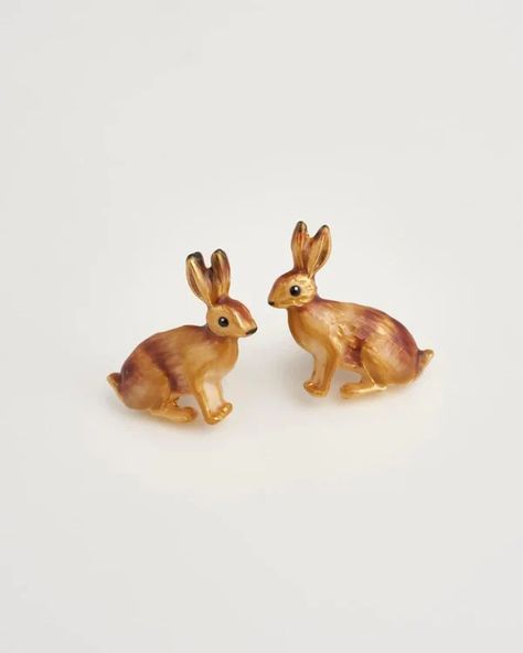 Rabbit Jewellery - Animal Inspired Jewellery | Fable England UK Edge Of The Forest, Fable England, Rabbit Earrings, Ballerina Shoes Flats, Forest Creatures, Nature Inspired Design, Woodland Creatures, Creepers, Cute Bunny