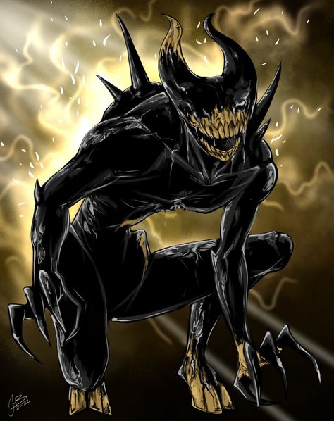 Bendy The Ink Demon, The Ink Demon, Ink Demon, Horror Drawing, Scary Games, Demon Art, Scary Art, Bendy And The Ink Machine, Character Design Male