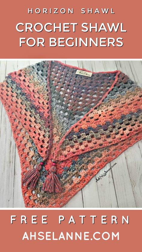 Diy Crochet Shawl, Granny Stitch Crochet Projects, Granny Square Crochet Shawl Pattern, Shawls To Crochet, Granny Crochet Shawl, Granny Stitch Shawl Free Pattern, Crochet Pattern For Shawl, Crochet Shawl Video Tutorials, Crochet Granny Shawl Pattern Free