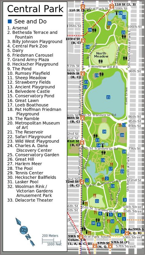 Central Park Map, New York Trip Planning, Nyc Bucket List, Restaurants In Nyc, Nyc Map, Letchworth State Park, New York City Vacation, New York Vacation, New York City Map