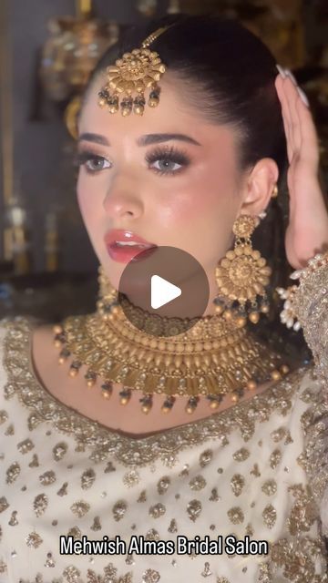 Mehwish Almas Bridal Salon on Instagram: "Look snatched, elegant and timeless on your big day♥️ only at @mehwishalmas_bridal_salon 
No filter/ No edit 
Signature makeup by @_hiraalmaskhan 

Outfit & jewellery @sassy.thrift.store28 

To book your bridal makeup 📱 0321-4499229
Bookings are now open 2024/2025

#bridalmakeup #insta #bride #mehwishalmasbridalsalon #instagram @charlottetilbury #glam 
Mehwish Almas Bridal Salon #bridalmakeupartist Lahore" Signature Makeup Look, Bridal Makeup Artist, Bridal Salon, Instagram Look, No Filter, Jewelry Outfit, Now Open, Bridal Makeup, Big Day