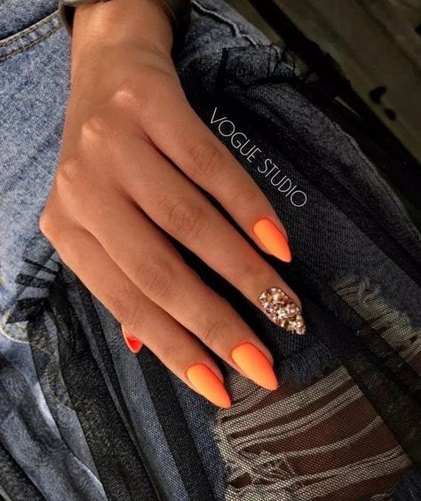 Bright Summer Acrylic Nails, Orange Nail Designs, Polygel Nails, Bright Nails, Nail Swag, Summer Acrylic Nails, Neon Nails, Orange Nails, Yellow Nails