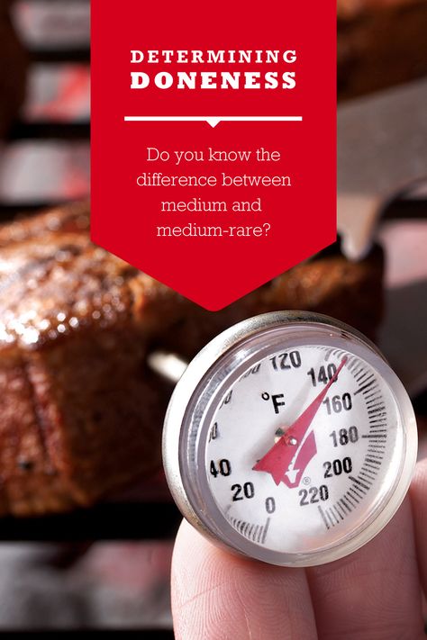 For steaks 1/2 inch or thicker, insert an instant-read thermometer horizontally from the side, so that it penetrates the thickest part or the center of the steak, not touching bone or fat. For medium-rare the temperature should read 145°F, the temperature for medium steaks should read 160°F, and well done is 170°F. After cooking, let steaks rest before serving. Medium Rare Roast Beef Temperature, Medium Rare Steak Temp, Medium Steak, Delmonico Steak, Rare Roast Beef, Medium Rare Steak, Rare Steak, Beef Dinners, Mongolian Beef