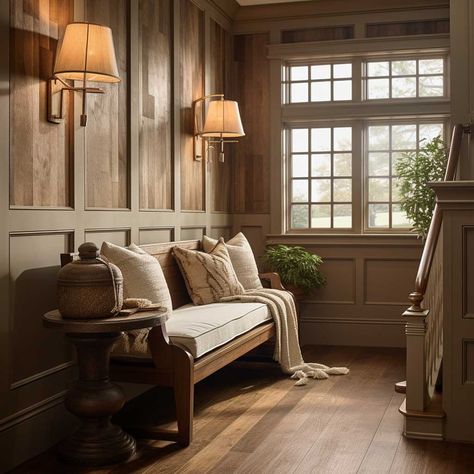 20+ Unique Wainscoting Inspirations for a Stylish Home • 333+ Images • [ArtFacade] Reclaimed Wood Wainscoting, Light Wood Wainscoting, Cabin Paneling Ideas, Stained Wainscoting Ideas, Natural Wood Wainscoting, Wood Wainscoting Ideas, Rustic Wainscoting Ideas, Unique Wainscoting, Rustic Wainscoting