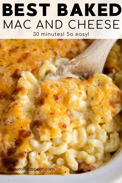 The absolute best Baked Mac and Cheese is made with tender cooked elbow macaroni pasta in a luscious and creamy homemade cheese sauce. It's so easy to make at home, everyone will love this comforting classic! Best Baked Mac And Cheese, Classic Thanksgiving Menu, Holiday Bakes, Baked Dish, Baked Mac And Cheese Recipe, Cheese Homemade, Best Healthy Dinner Recipes, Homemade Cheese Sauce, Making Mac And Cheese