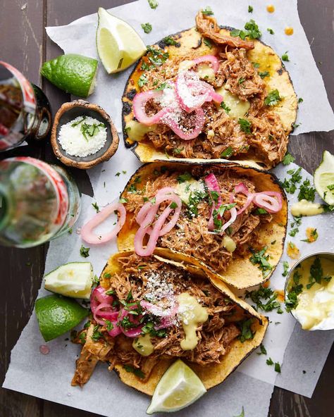 Pulled Pork Street Tacos (Carnitas) - Bites with Bri Traditional Carnitas Recipe, Pulled Pork Street Tacos, Pork Street Tacos, Bri Aesthetic, Croissants Breakfast, Mexican Pulled Pork, Pork Bites, Mexican Pork, Pulled Pork Tacos