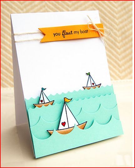 Tip: Mirror Image Stamping · Stamping | CraftGossip.com Creative Valentine Cards, Valentine Cards Handmade, Diy Valentine, 카드 디자인, Creative Valentines, Handmade Valentine, Birthday Cards Diy, E Card, Sailboats