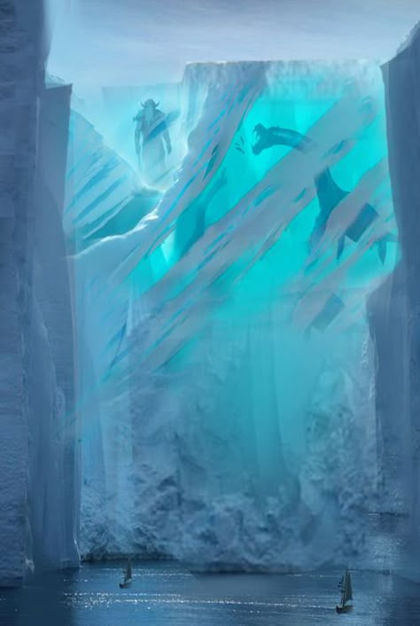 Snow Planet, Ocean Planet, Frozen Background, Icewind Dale, Arctic Landscape, Crystal Cove, Ice Cave, Landscape Concept, Fantasy Places