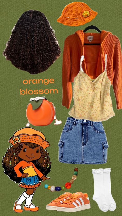 #orangeblossom Orange 90s Outfit, Orange Blossom Costume, Orange Blossom Outfit, Blossom Costume, Blossom Costumes, Halloween Trio, 70 Outfits, Core Outfits, Orange Outfit