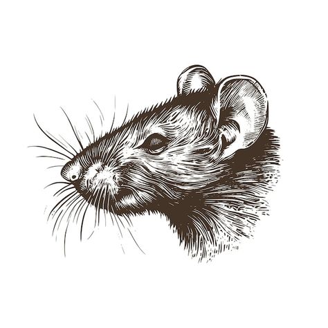 Rat Head Drawing, Oldschool Drawing, Heads Drawing, Rat Head, Mouse Sketch, Drawing Heads, A Rat, Vector Sketch, A Mouse