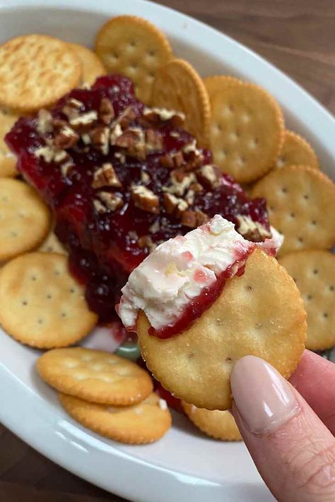 The 2-Ingredient Cream Cheese Dip My Sister Brings to Every Thanksgiving (It’s Always the First Thing Gone!) Thanksgiving Dip, Cranberry Cream Cheese Dip, Cream Cheese Spread Recipes, Cranberry Dip, Cheese Spread Recipes, Cream Cheese Recipes Dip, Cracker Dip, Cream Cheese Appetizer, Cream Cheese Dip