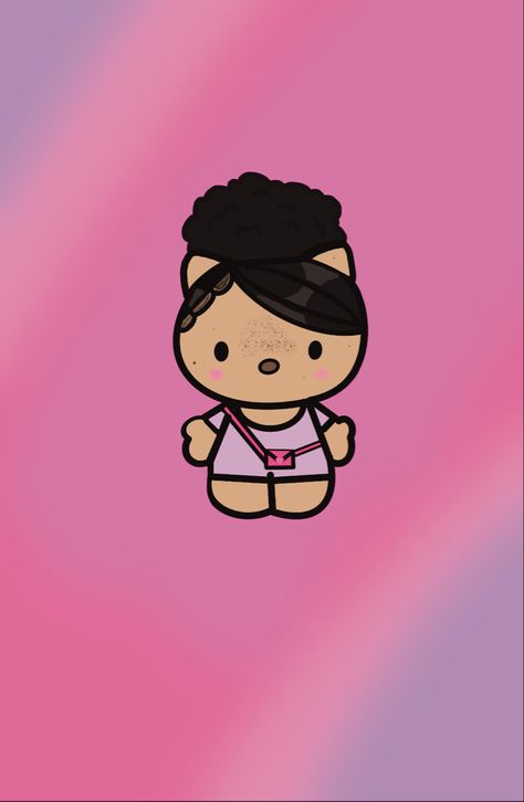 Lightskin Cartoon Profile Picture, Cartoon Profile Pics Light Skin, Light Skin Hello Kitty Pfp, Light Skin Hello Kitty, Light Skin Cartoon Characters, Light Skin Pfp Cartoon, Hk Drawing, Light Skin Pfp, Afro Kitty