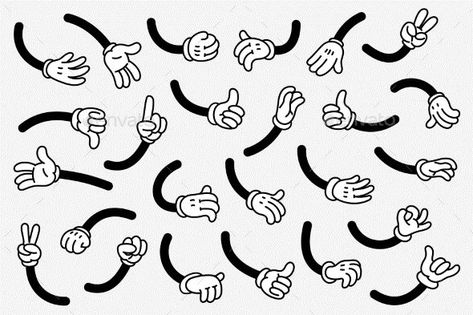 Retro Style Cartoon Hands 1960s Cartoons, Comic Hands, Retro Cartoon Style, Friday Gif, Stickers Character, Cartoon Gloves, Cartoon Hands, Hand Drawing Reference, Hand Reference